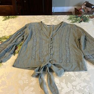 Abercrombie and Fitch sage green v-neck blouse